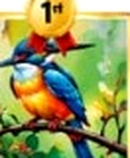 Colorful small bird on flowering branch