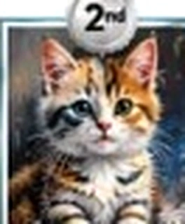 Realistic fluffy kitten with striking blue eyes