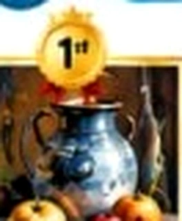 Detailed Flemish style still life with glazed ceramic and fruit