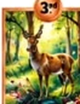 Graceful stag among sunlit woodland trees