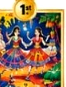 Dandiya dancers celebrating with colorful traditional attire