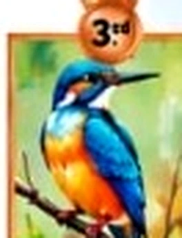 Iridescent blue and orange kingfisher resting on a branch