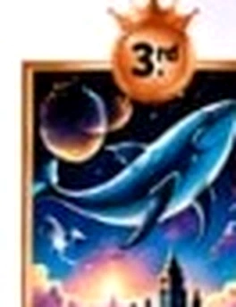 Giant humpback whale gliding through nebula constellations
