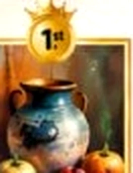 Earthen clay jug with crisp red apples and cast shadows