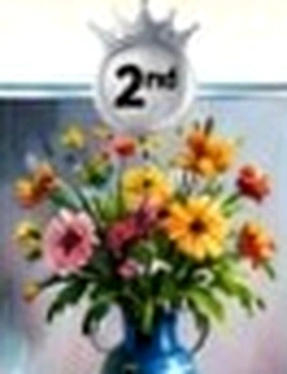 Vibrant daisies and sunflowers in glass vase